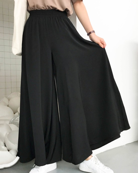 Original Solid Column Wide Leg Pants