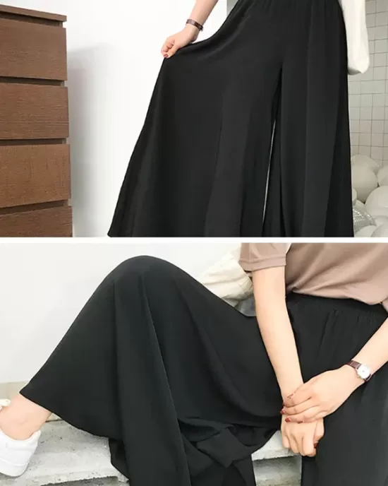 Original Solid Column Wide Leg Pants