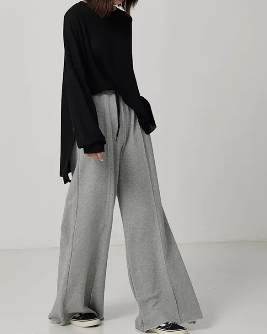 Casual Solid Column Wide Leg Pants