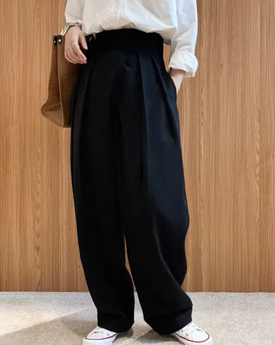 Loose Wide-Leg Velcro Suit Pants