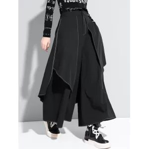 Loose False-Two Split-Joint Wide-Leg Pants