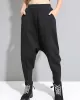 Stylish Black Velvet Split-Joint Harem Pants