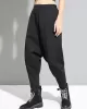 Stylish Black Velvet Split-Joint Harem Pants