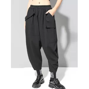 Stylish Black Asymmetric Elasticity Harem Pants