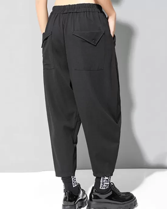 Stylish Black Asymmetric Elasticity Harem Pants