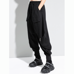 Zipper Original Simple Loose Solid Harem Pants