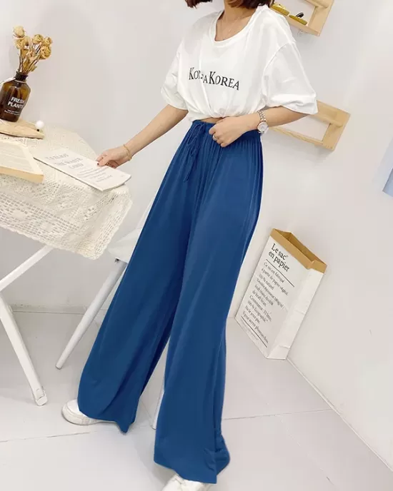 Solid Color Loose Modal Wide-Leg Casual Pants