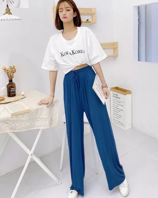 Solid Color Loose Modal Wide-Leg Casual Pants