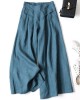 Solid Color Ramie Cotton Plus Size Loose Ninth Wide-Leg Pants