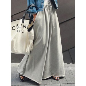 Loose Urban Gray Wide Leg Elastic Waist Pants