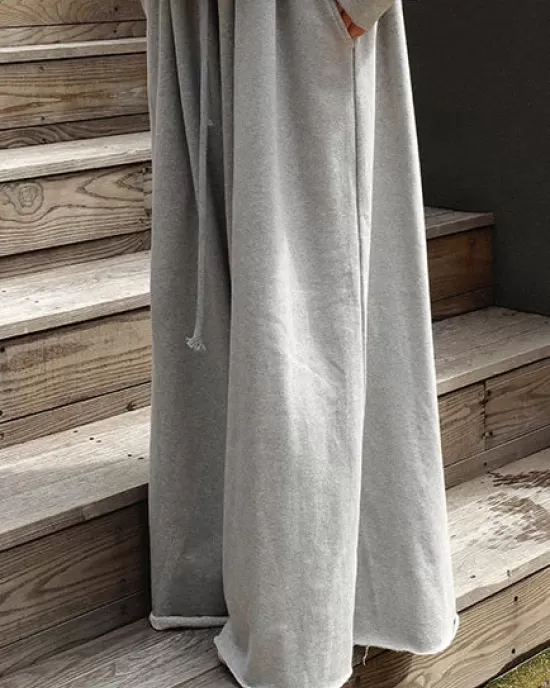 Loose Urban Gray Wide Leg Elastic Waist Pants