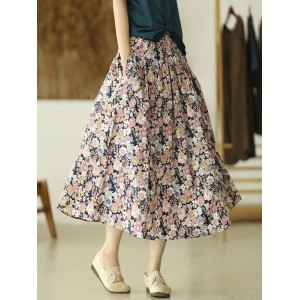 Original Floral Cotton-Blend A-Line Skirt