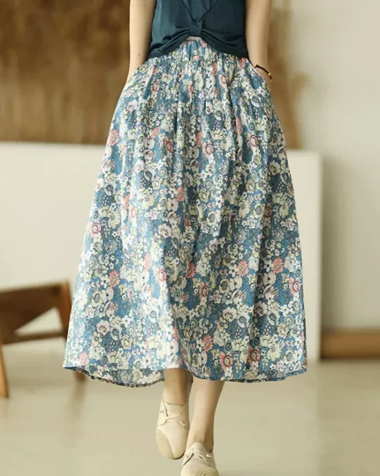 Original Floral Cotton-Blend A-Line Skirt