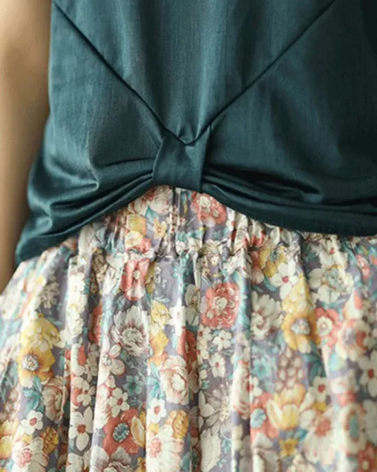 Original Floral Cotton-Blend A-Line Skirt