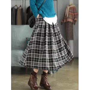 Artistic Retro Plaid A-Line Skirt