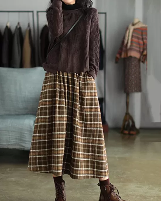 Artistic Retro Plaid A-Line Skirt