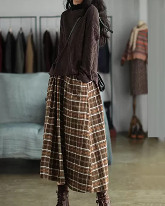 Artistic Retro Plaid A-Line Skirt