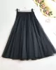 Solid Color Loose Elastic-Waist Mesh Skirt