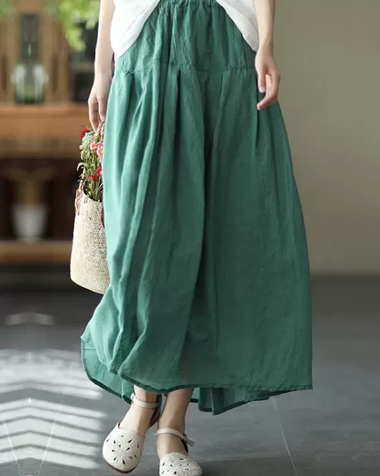 Casual Solid Color Empire A-Line Skirt