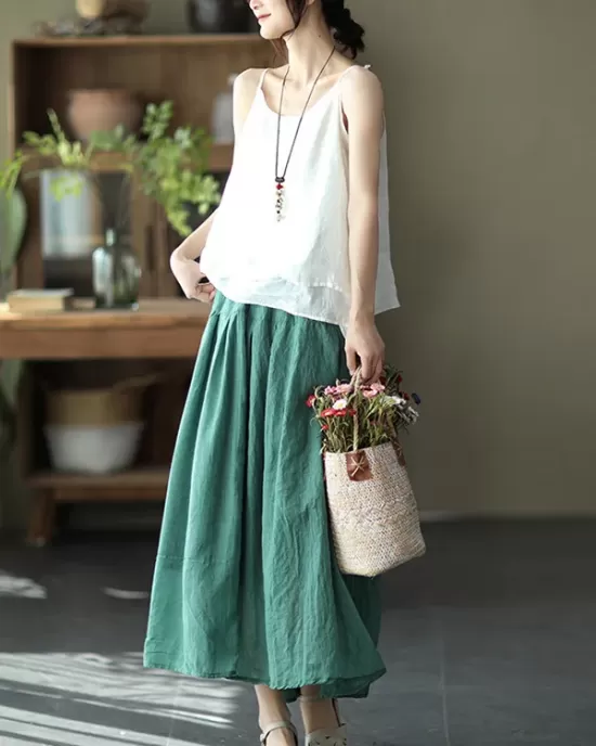 Casual Solid Color Empire A-Line Skirt