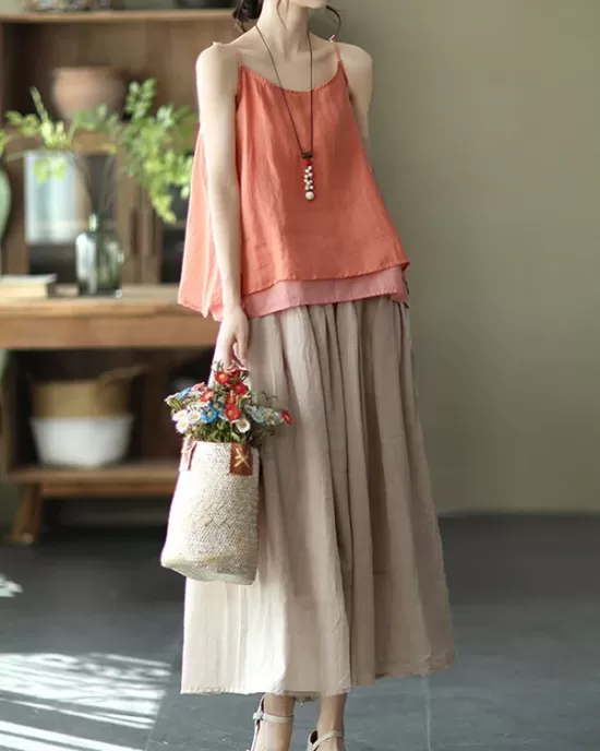 Casual Solid Color Empire A-Line Skirt