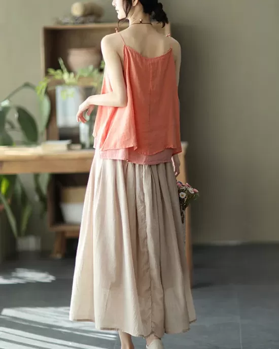 Casual Solid Color Empire A-Line Skirt