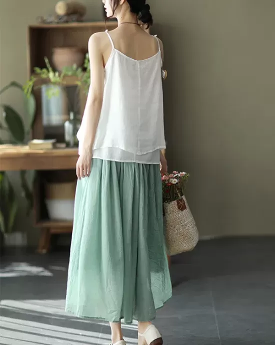 Casual Solid Color Empire A-Line Skirt