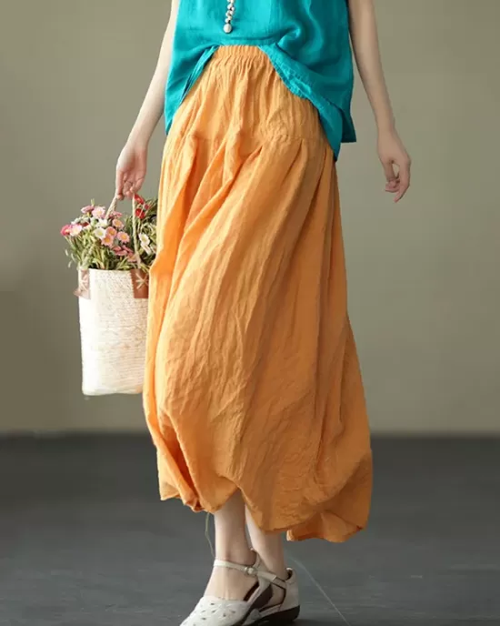 Casual Solid Color Empire A-Line Skirt