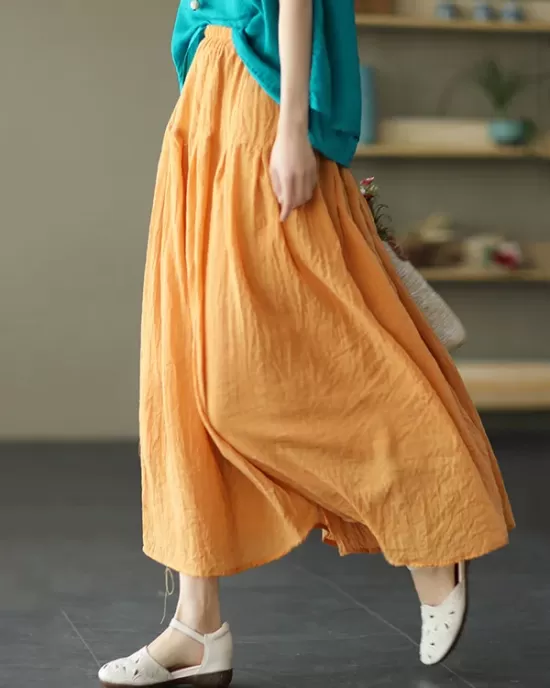 Casual Solid Color Empire A-Line Skirt