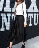 Solid Color High-Waist Pleated A-Line Skirt