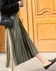 Solid Color High-Waist Pleated A-Line Skirt