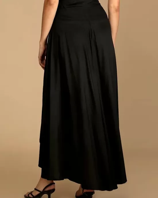 Simple  Asymmetric Split-Front Falbala Solid Color  Skirts Bottoms