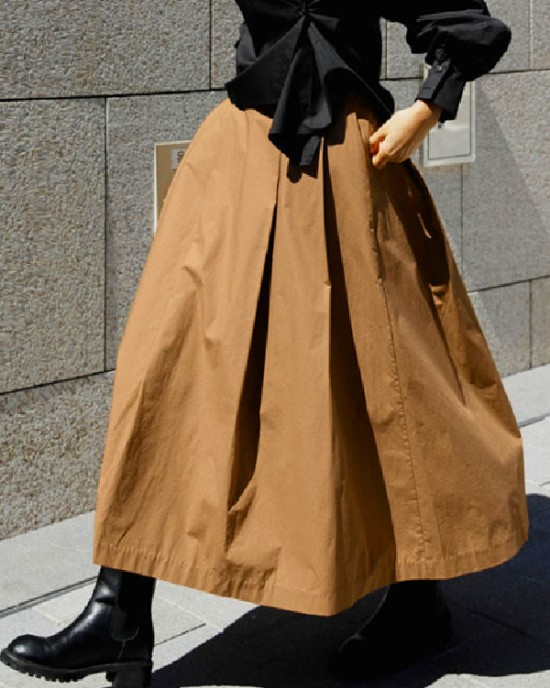 Solid Color A-line Loose Skirts Bottoms