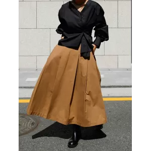 Solid Color A-line Loose Skirts Bottoms