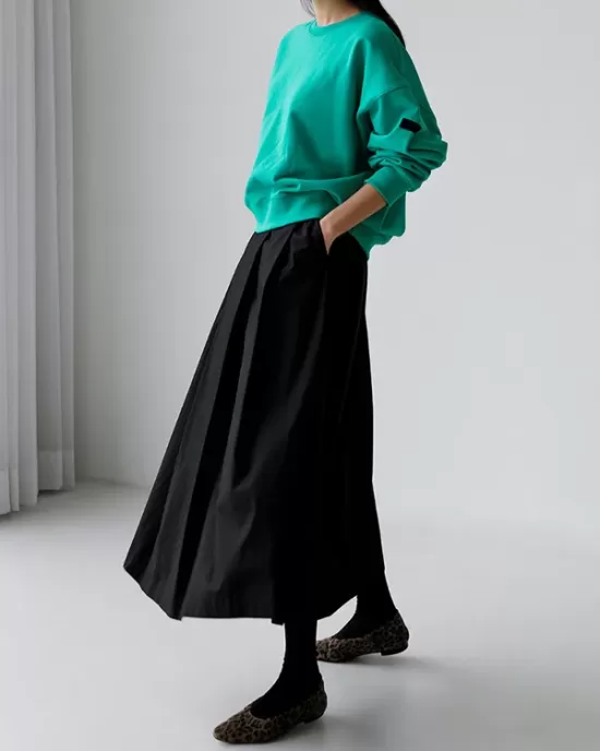 Solid Color A-line Loose Skirts Bottoms