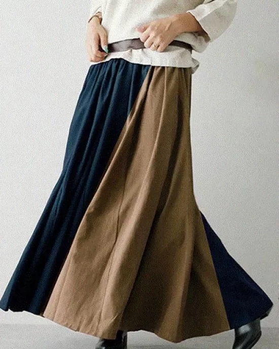 Elegant Split-Joint Color Skirt