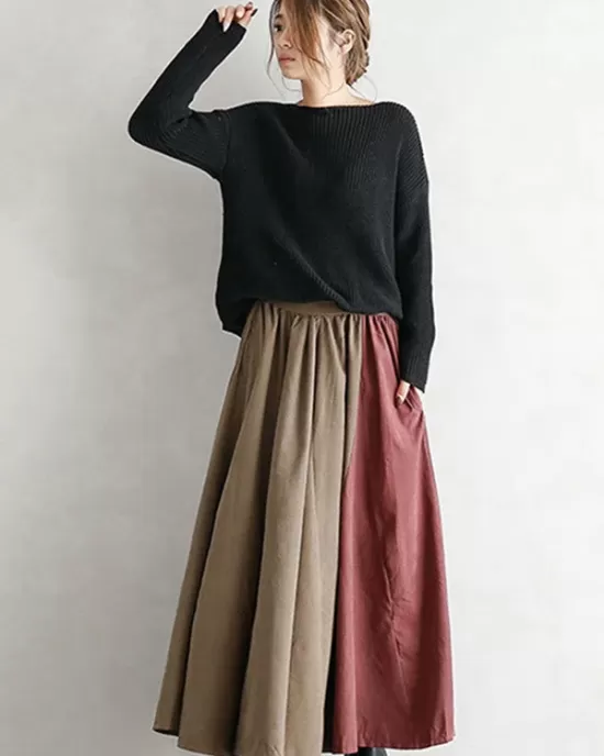 Elegant Split-Joint Color Skirt