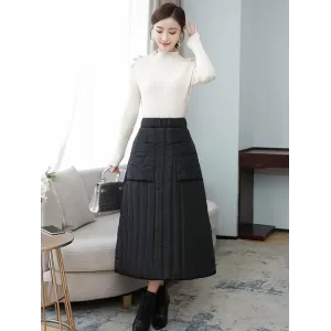 Vintage Loose Elasticity High-Waisted A-Line Padded Skirt Bottom