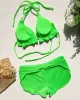 Padded Solid Color Halterneck Bikini Swimsuit Two Pieces Set