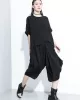 Loose Solid Color Round-Neck Short Sleeves  Tops+ Elasticity Pleated Cropped Pants Two Pieces Set