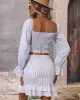 Casual A-Line Striped Off-The-Shoulder Two Pieces Set