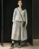 Urban Long Sleeves Buttoned Round-Neck Jacket Top+ Split-Joint Skirt Two Pieces Set