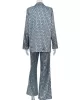 Printed Long Sleeves Lapel Outwear Top + Flared Trousers Bottom Two Pieces Set