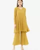 Urban Pleated Solid Color V-Neck Long Sleeves T-Shirt&Flared Pantstwo Pieces Set