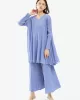 Urban Pleated Solid Color V-Neck Long Sleeves T-Shirt&Flared Pantstwo Pieces Set