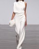 Urban Asymmetric Solid Color One Shoulder Top And Pants Set