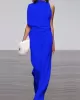 Urban Asymmetric Solid Color One Shoulder Top And Pants Set