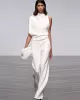 Urban Asymmetric Solid Color One Shoulder Top And Pants Set