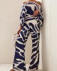 Printed Off-The-Shoulder Top + Wide Leg  Pants Two Pieces Set