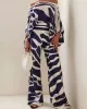 Printed Off-The-Shoulder Top + Wide Leg  Pants Two Pieces Set